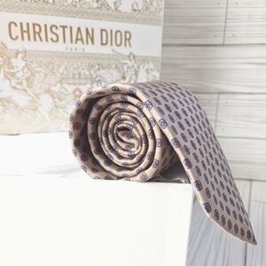 Christian Dior Vintage Silk Necktie in Taupe Floral